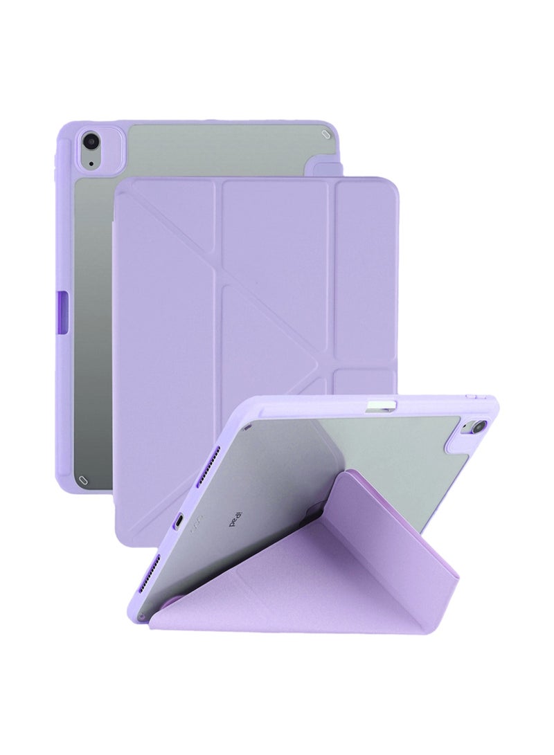 حافظة لجهاز iPad الجيل العاشر مقاس 10.9 بوصة 2022، حامل قابل للطي مع وضع أفقي وصورة، حافظة خلفية شفافة أنيقة وبسيطة، حافظة بنمط قماش مضاد للانزلاق مع حامل قلم، تنبيه/غفو تلقائي، (القلقاس الأرجواني) - Image 1